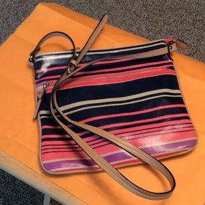 MERONA Crossbody bucket bag  single strap   stripes  pink & black  TRENDING 2024
